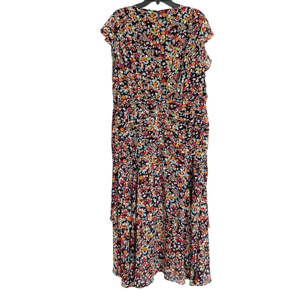 Tahari ASL Women's Hi-Low Short Sleeve V-Neck A-Line Dress Plus Size 18W - Picture 6 of 14